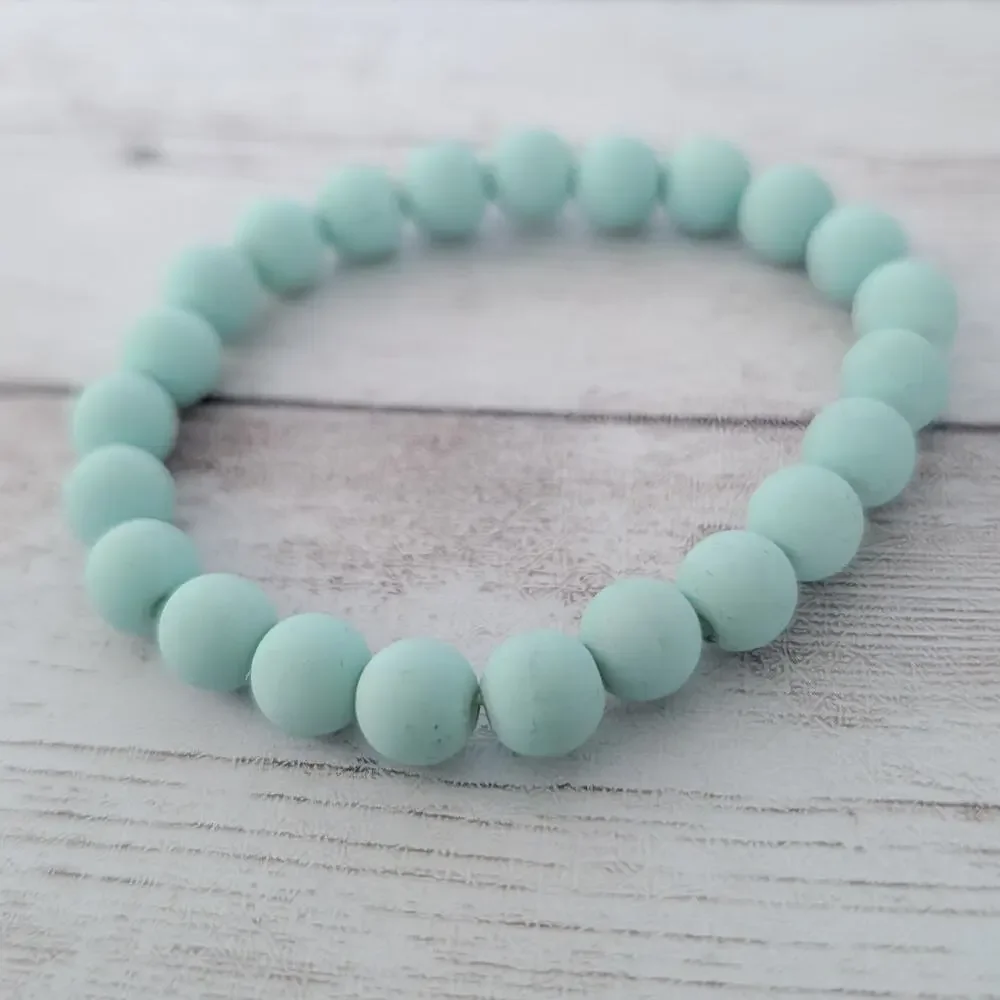 Vintage Bracelet Pastel Teal Green Stretch Bracelet